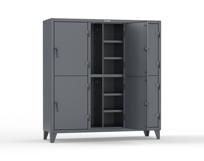 Extreme Duty 12 GA Double-Tier Locker with 6 Compartments, 12 Shelves, Coat Hooks - 74 in. W x 24in. D x 78 in. H - 66-24-2TPL-7024