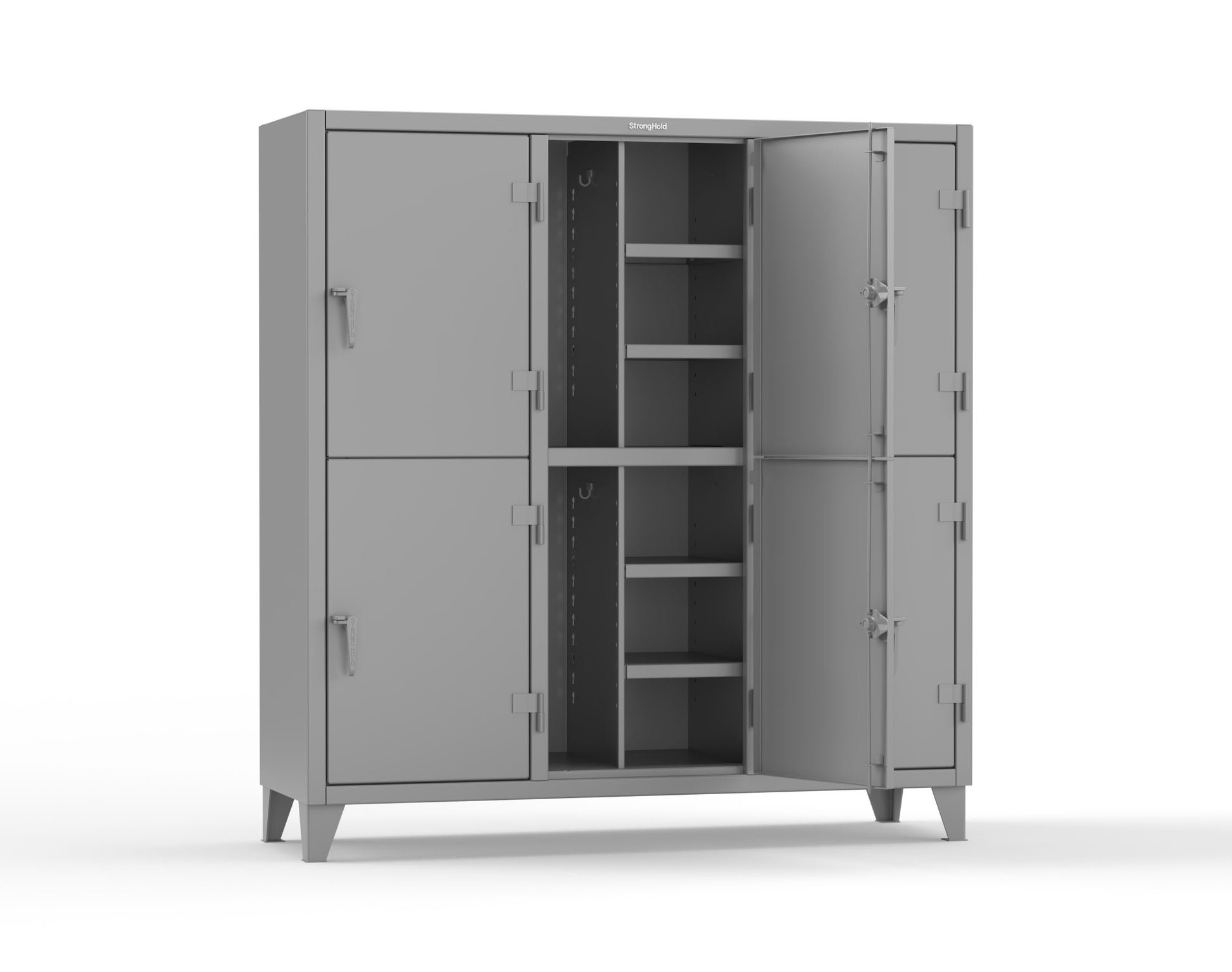 Extreme Duty 12 GA Double-Tier Locker with 6 Compartments, 12 Shelves, Coat Hooks - 74 in. W x 24in. D x 78 in. H - 66-24-2TPL-7037