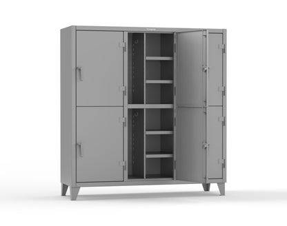 Extreme Duty 12 GA Double-Tier Locker with 6 Compartments, 12 Shelves, Coat Hooks - 74 in. W x 24in. D x 78 in. H - 66-24-2TPL-7037