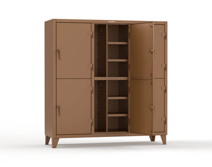 Extreme Duty 12 GA Double-Tier Locker with 6 Compartments, 12 Shelves, Coat Hooks - 74 in. W x 24in. D x 78 in. H - 66-24-2TPL-8025