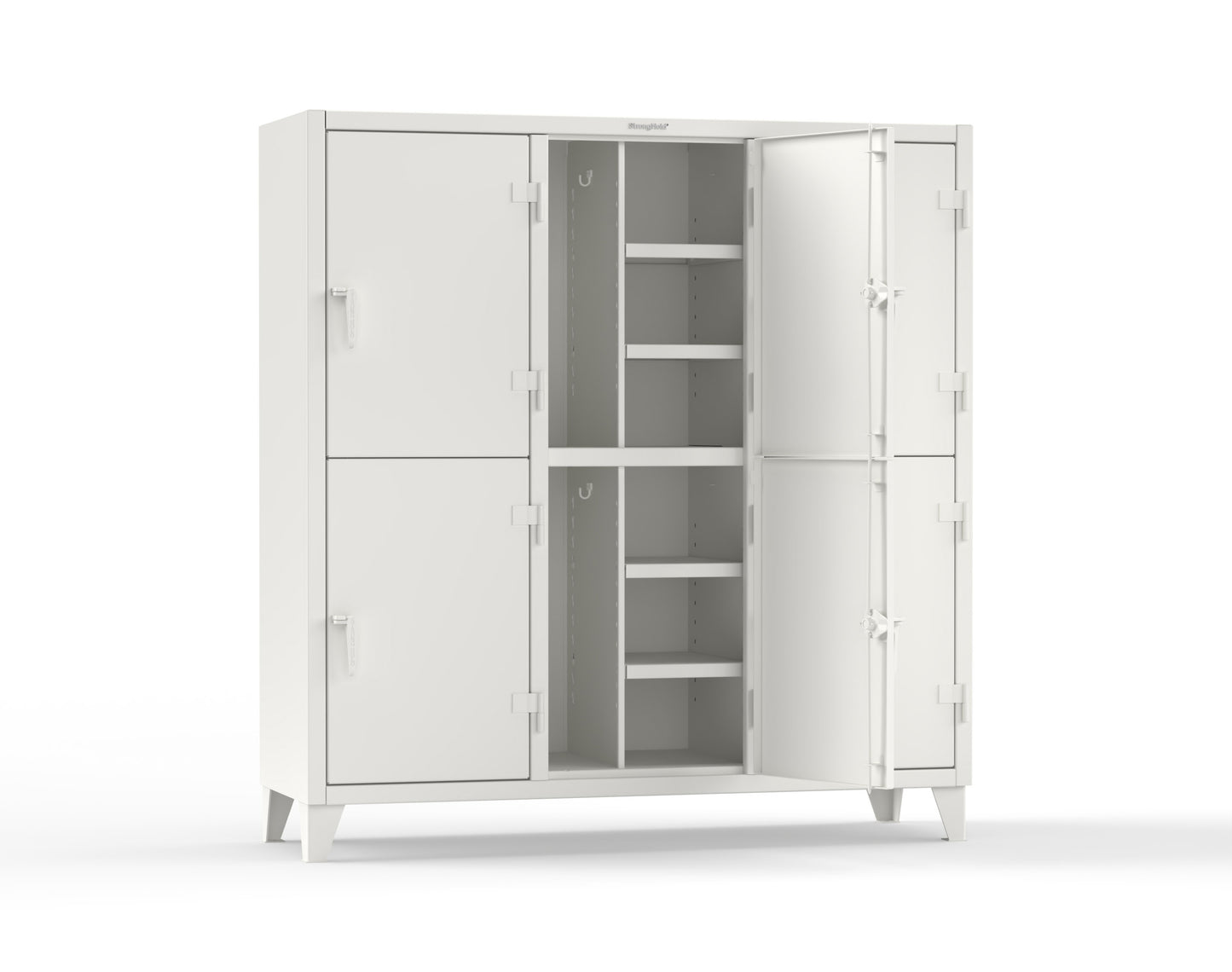 Extreme Duty 12 GA Double-Tier Locker with 6 Compartments, 12 Shelves, Coat Hooks - 74 in. W x 24in. D x 78 in. H - 66-24-2TPL-9003