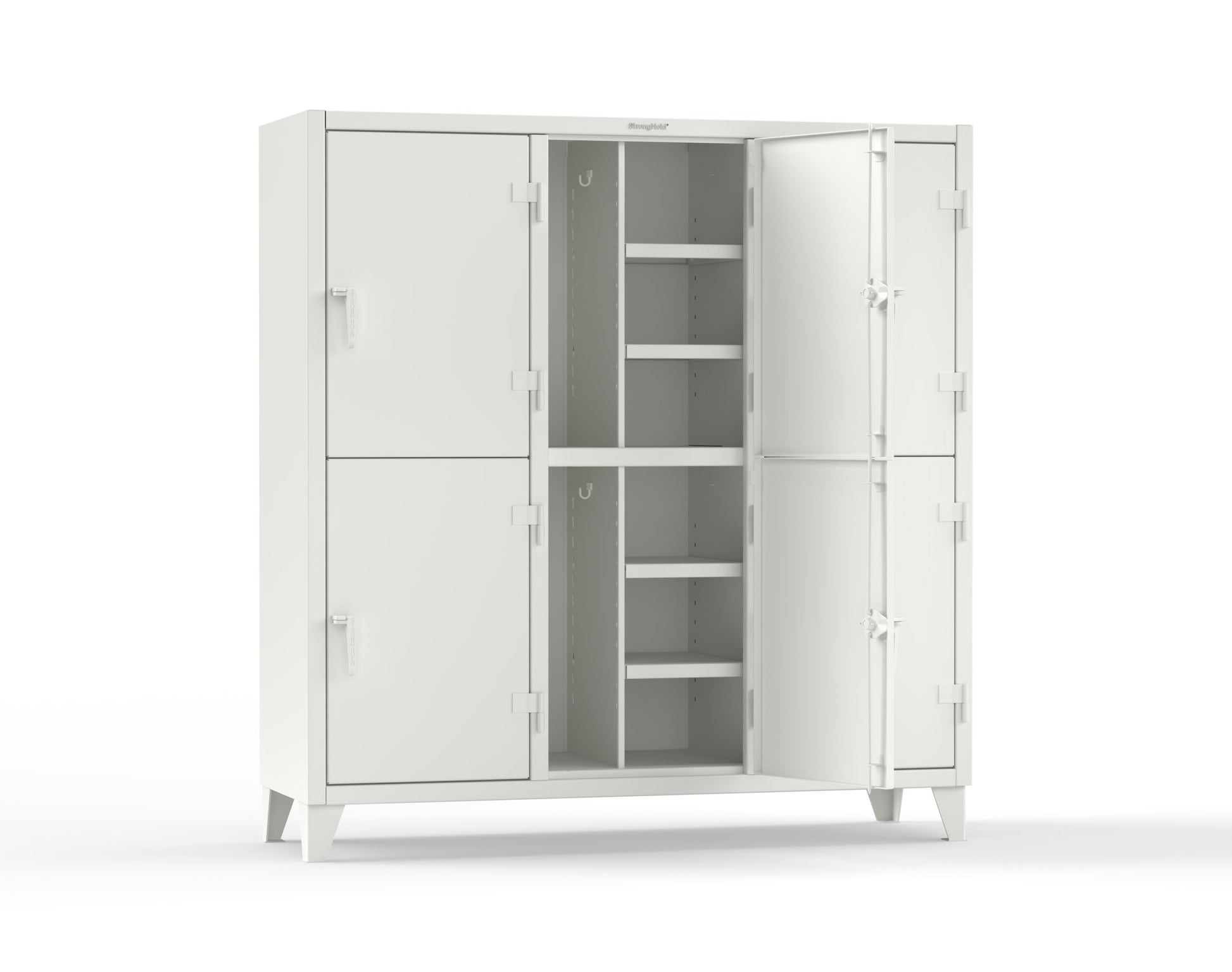 Extreme Duty 12 GA Double-Tier Locker with 6 Compartments, 12 Shelves, Coat Hooks - 74 in. W x 24in. D x 78 in. H - 66-24-2TPL-9003