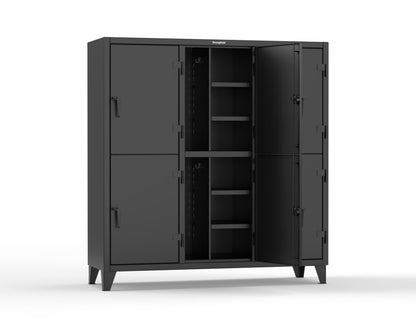 Extreme Duty 12 GA Double-Tier Locker with 6 Compartments, 12 Shelves, Coat Hooks - 74 in. W x 24in. D x 78 in. H - 66-24-2TPL-9005