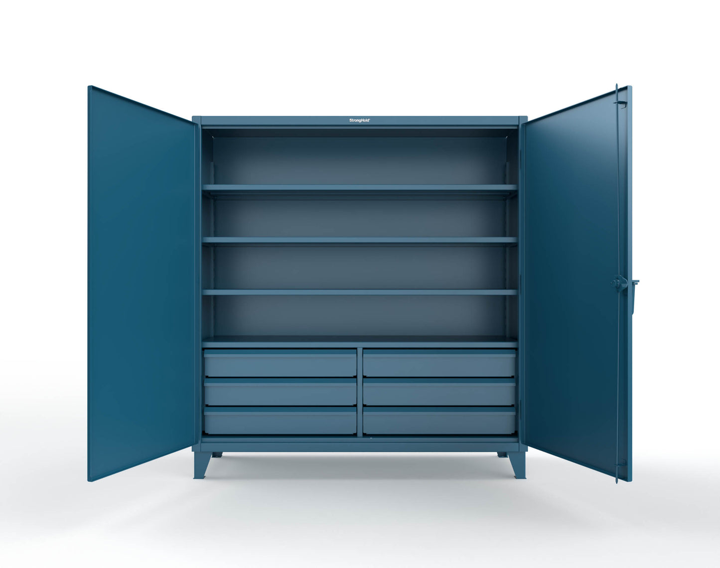 Extreme Duty 12 GA Cabinet with 6 Half-Width Drawers, 4 Shelves - 72 In. W x 24 In. D x 78 In. H - 66-244-6/5DB-5001