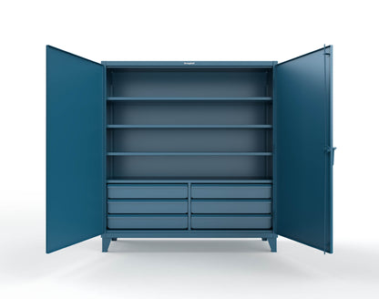 Extreme Duty 12 GA Cabinet with 6 Half-Width Drawers, 4 Shelves - 72 In. W x 24 In. D x 78 In. H - 66-244-6/5DB-5001