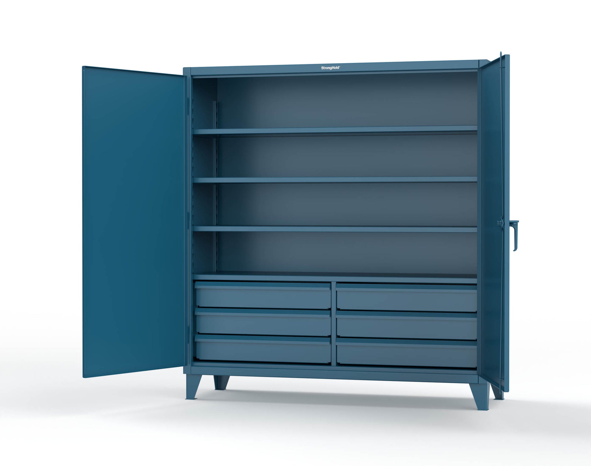 Extreme Duty 12 GA Cabinet with 6 Half-Width Drawers, 4 Shelves - 72 In. W x 24 In. D x 78 In. H - 66-244-6/5DB-3001