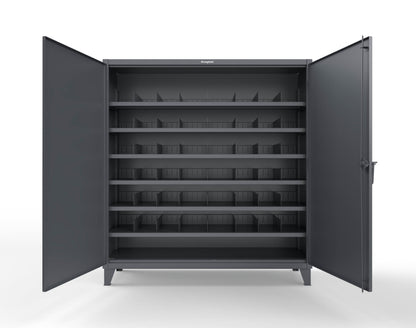 Extreme Duty 12 GA Cabinet with 6 Shelves, Shelf Dividers - 72 In. W x 24 In. D x 78 In. H - 66-246PH-42VD-7024