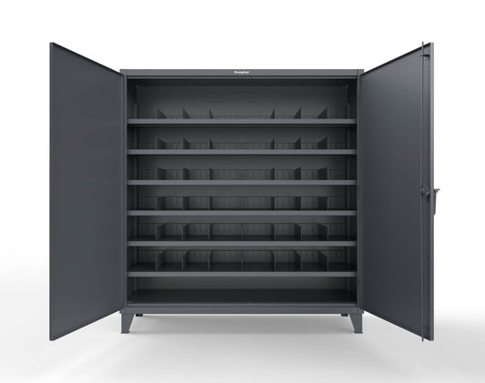 Extreme Duty 12 GA Cabinet with 6 Shelves, Shelf Dividers - 72 In. W x 24 In. D x 78 In. H - 66-246PH-42VD-7024
