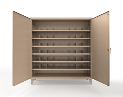 Extreme Duty 12 GA Cabinet with 6 Shelves, Shelf Dividers - 72 In. W x 24 In. D x 78 In. H - 66-246PH-42VD-1019