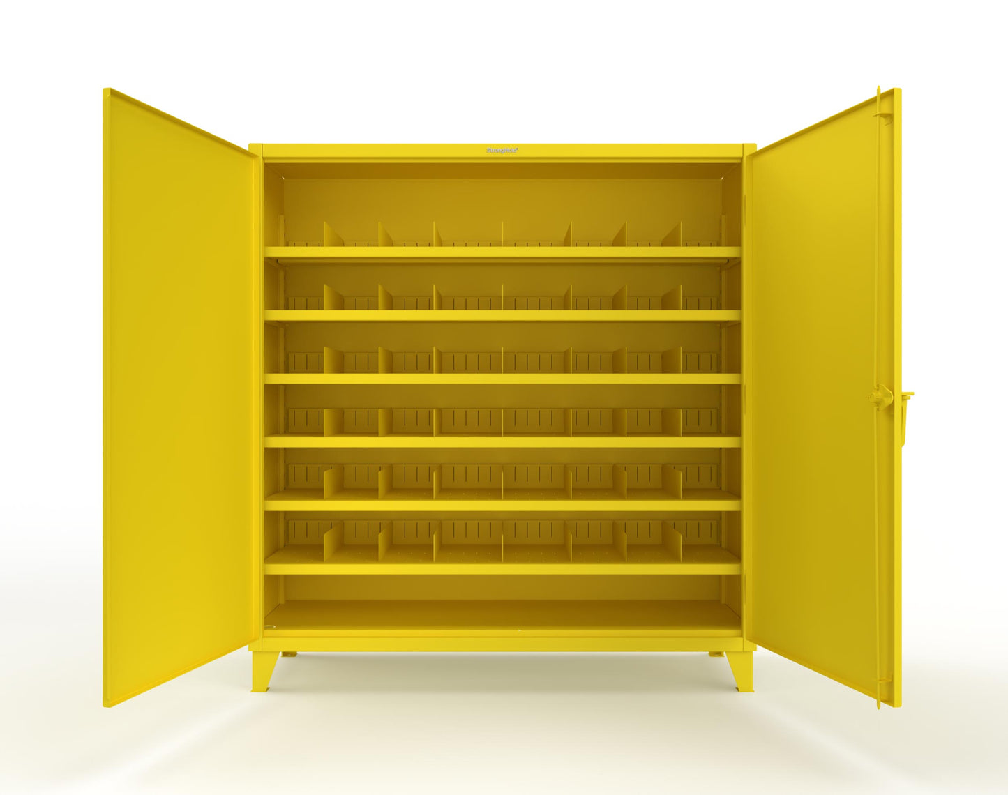 Extreme Duty 12 GA Cabinet with 6 Shelves, Shelf Dividers - 72 In. W x 24 In. D x 78 In. H - 66-246PH-42VD-1021