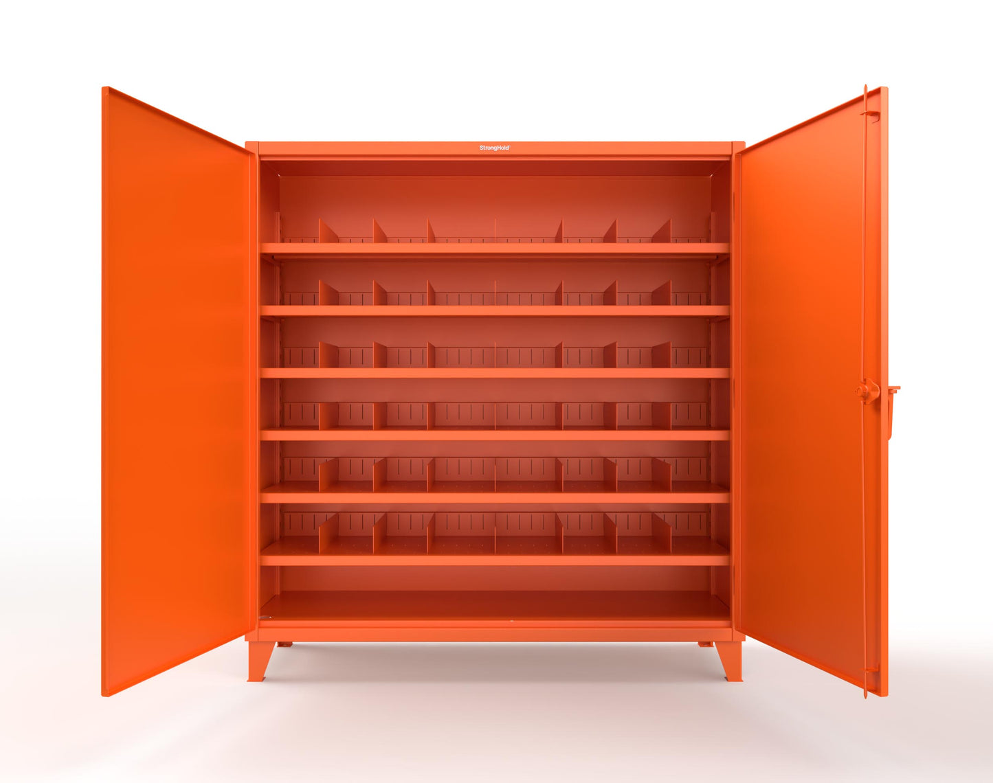 Extreme Duty 12 GA Cabinet with 6 Shelves, Shelf Dividers - 72 In. W x 24 In. D x 78 In. H - 66-246PH-42VD-2009