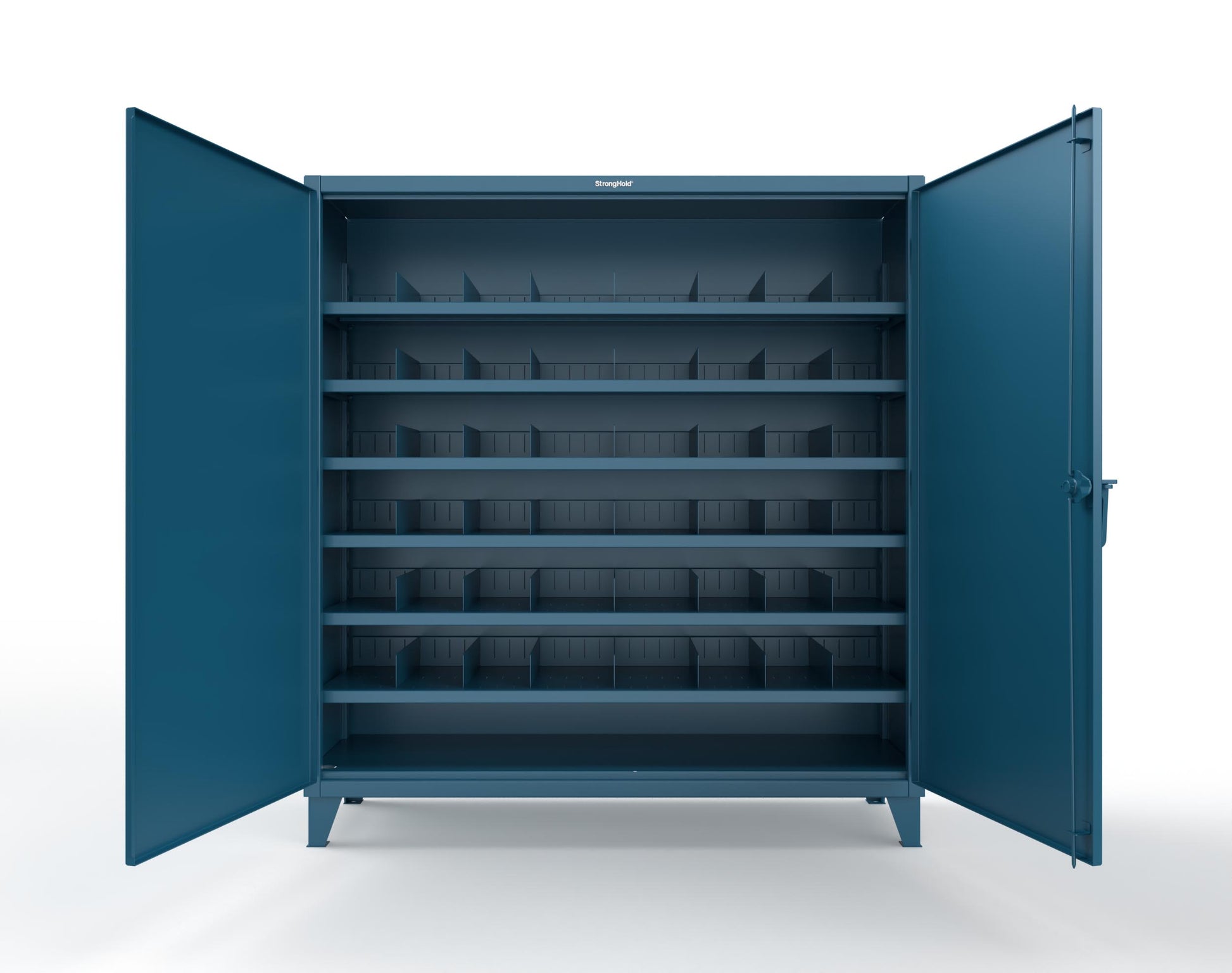 Extreme Duty 12 GA Cabinet with 6 Shelves, Shelf Dividers - 72 In. W x 24 In. D x 78 In. H - 66-246PH-42VD-5001