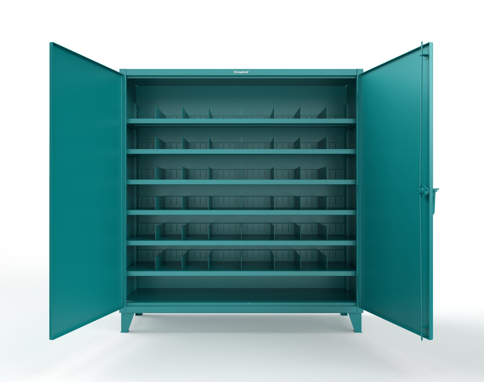 Extreme Duty 12 GA Cabinet with 6 Shelves, Shelf Dividers - 72 In. W x 24 In. D x 78 In. H - 66-246PH-42VD-5021