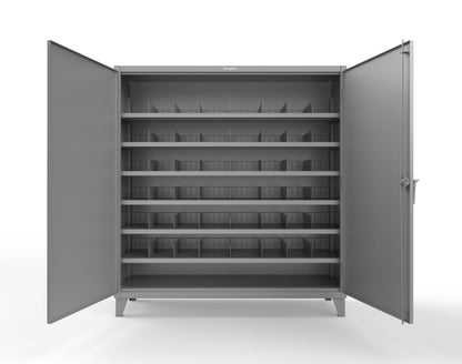 Extreme Duty 12 GA Cabinet with 6 Shelves, Shelf Dividers - 72 In. W x 24 In. D x 78 In. H - 66-246PH-42VD-7037