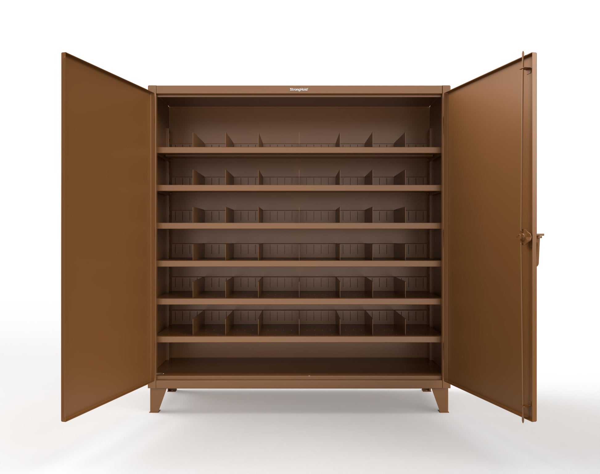 Extreme Duty 12 GA Cabinet with 6 Shelves, Shelf Dividers - 72 In. W x 24 In. D x 78 In. H - 66-246PH-42VD-8008