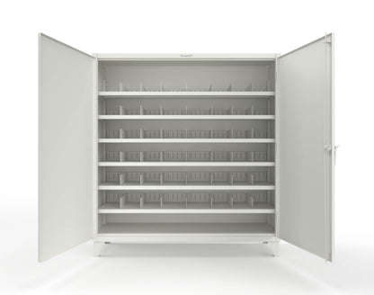 Extreme Duty 12 GA Cabinet with 6 Shelves, Shelf Dividers - 72 In. W x 24 In. D x 78 In. H - 66-246PH-42VD-9003