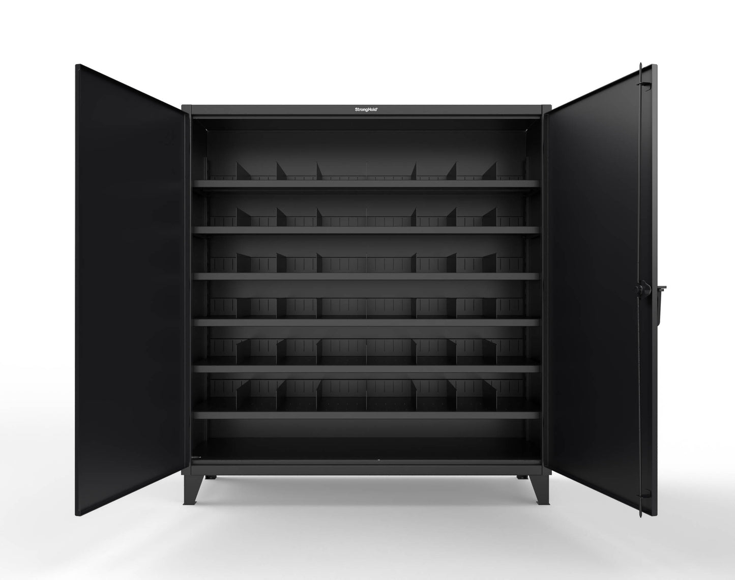 Extreme Duty 12 GA Cabinet with 6 Shelves, Shelf Dividers - 72 In. W x 24 In. D x 78 In. H - 66-246PH-42VD-9005