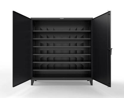 Extreme Duty 12 GA Cabinet with 6 Shelves, Shelf Dividers - 72 In. W x 24 In. D x 78 In. H - 66-246PH-42VD-9005