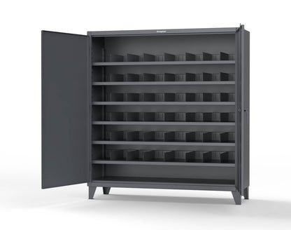 Extreme Duty 12 GA Cabinet with 6 Shelves, Shelf Dividers - 72 In. W x 24 In. D x 78 In. H - 66-246PH-42VD-7024