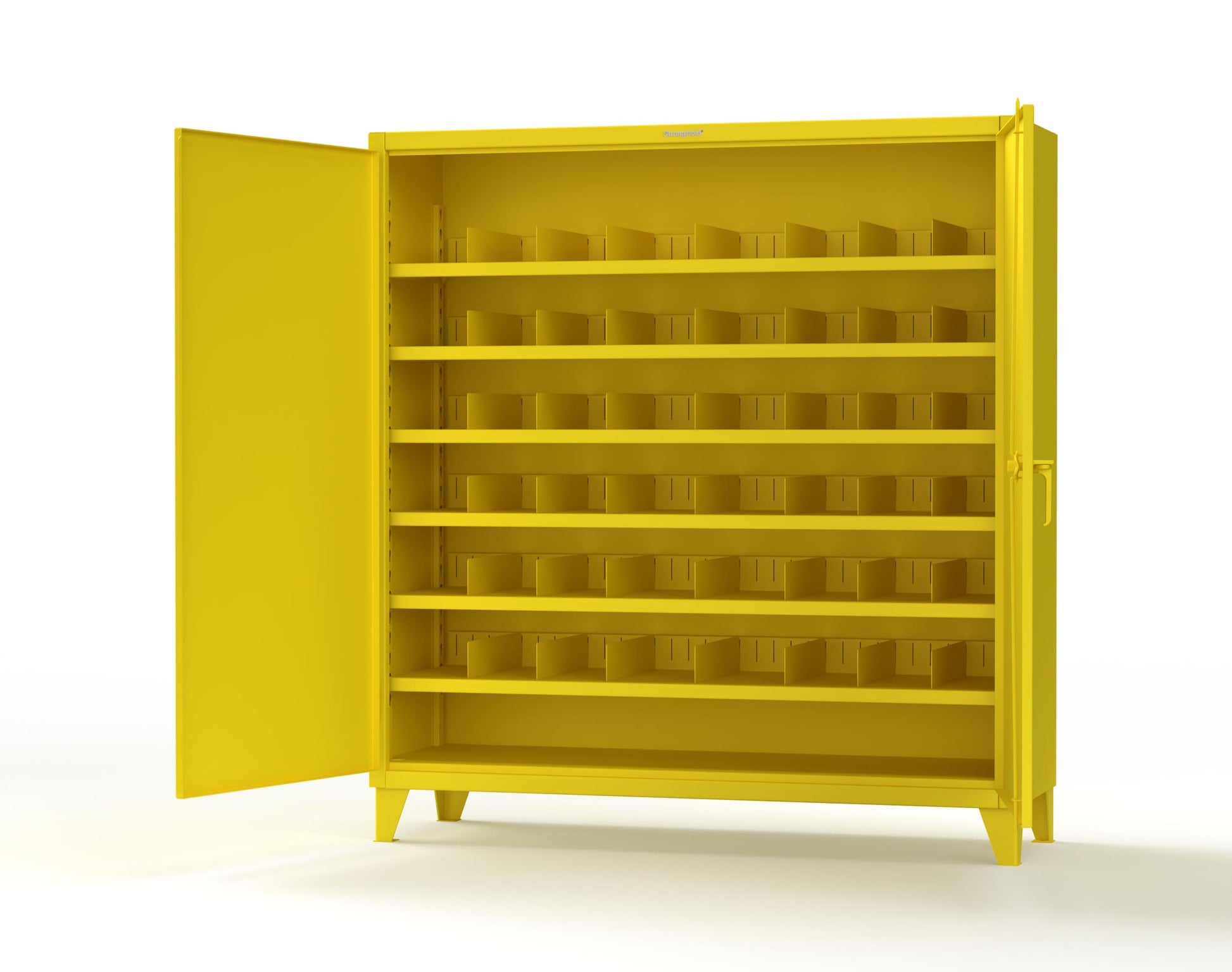 Extreme Duty 12 GA Cabinet with 6 Shelves, Shelf Dividers - 72 In. W x 24 In. D x 78 In. H - 66-246PH-42VD-1021