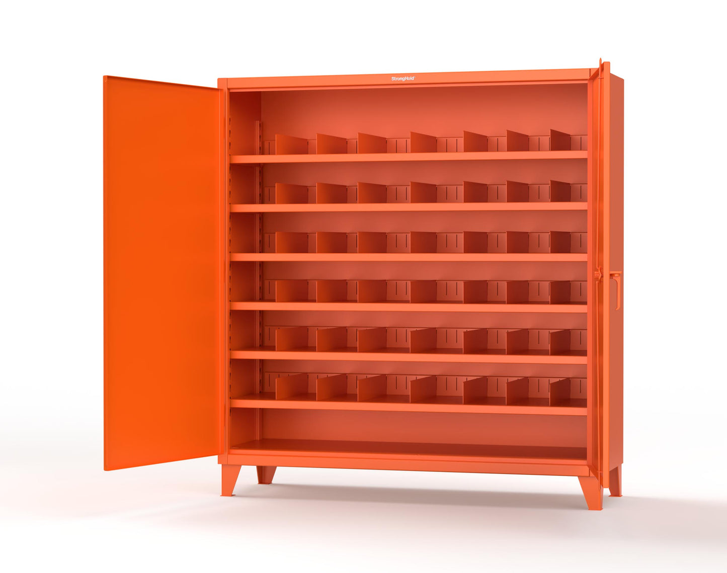 Extreme Duty 12 GA Cabinet with 6 Shelves, Shelf Dividers - 72 In. W x 24 In. D x 78 In. H - 66-246PH-42VD-2009