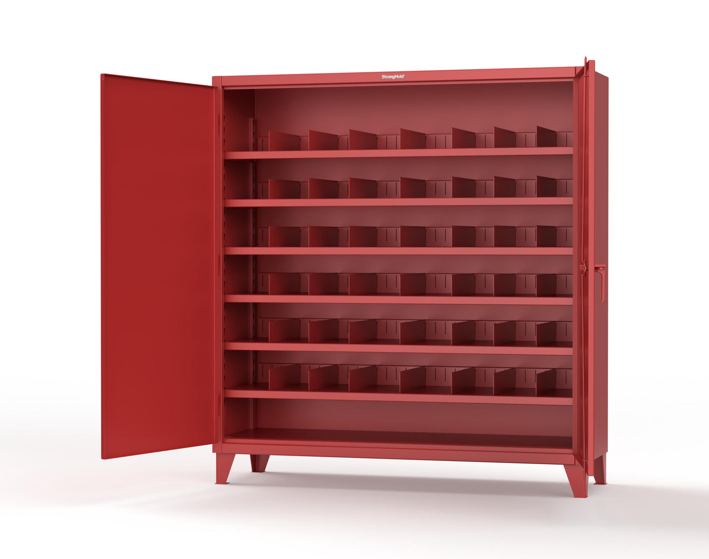 Extreme Duty 12 GA Cabinet with 6 Shelves, Shelf Dividers - 72 In. W x 24 In. D x 78 In. H - 66-246PH-42VD-3001