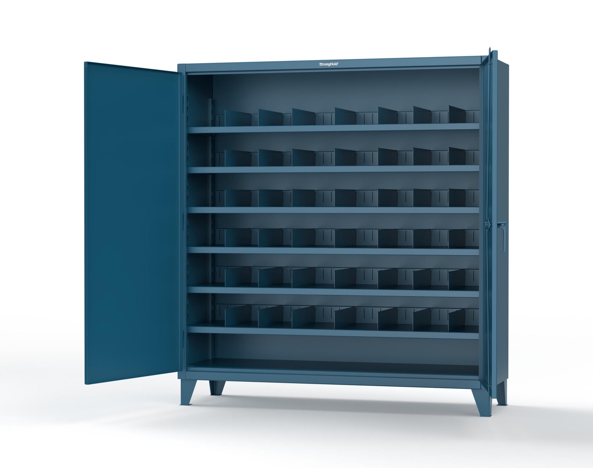 Extreme Duty 12 GA Cabinet with 6 Shelves, Shelf Dividers - 72 In. W x 24 In. D x 78 In. H - 66-246PH-42VD-5001