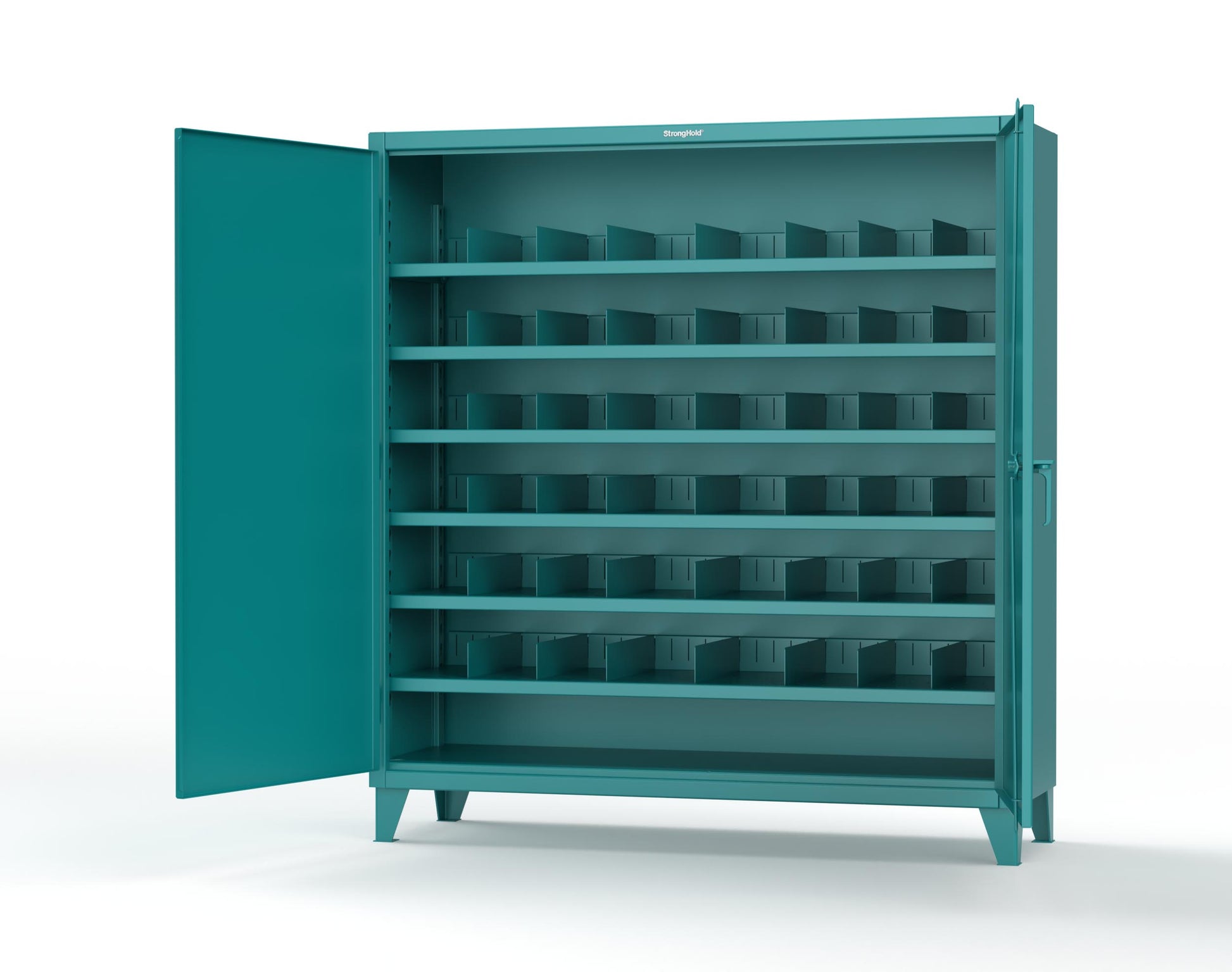 Extreme Duty 12 GA Cabinet with 6 Shelves, Shelf Dividers - 72 In. W x 24 In. D x 78 In. H - 66-246PH-42VD-5021