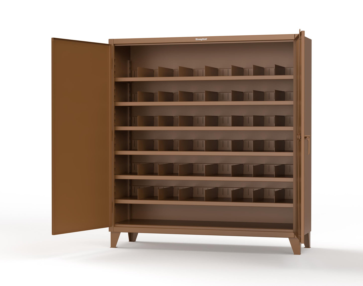 Extreme Duty 12 GA Cabinet with 6 Shelves, Shelf Dividers - 72 In. W x 24 In. D x 78 In. H - 66-246PH-42VD-8008