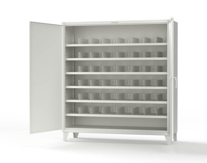 Extreme Duty 12 GA Cabinet with 6 Shelves, Shelf Dividers - 72 In. W x 24 In. D x 78 In. H - 66-246PH-42VD-9003