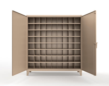 Extreme Duty 12 GA Cabinet with 72 Pigeonholes - 72 in. W x 24 in. D x 78 in. H - 66-247-72OP-1019