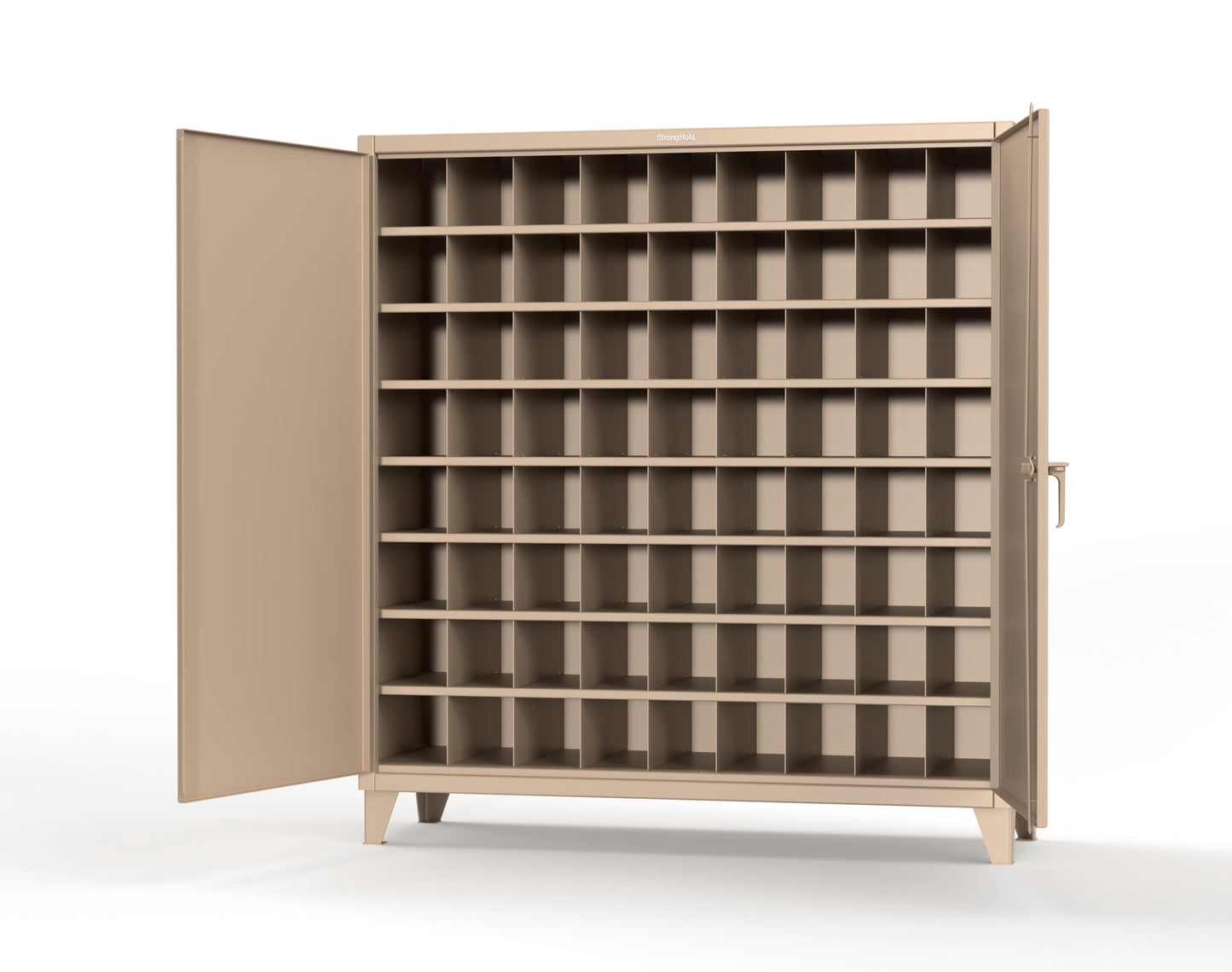 Extreme Duty 12 GA Cabinet with 72 Pigeonholes - 72 in. W x 24 in. D x 78 in. H - 66-247-72OP-1019