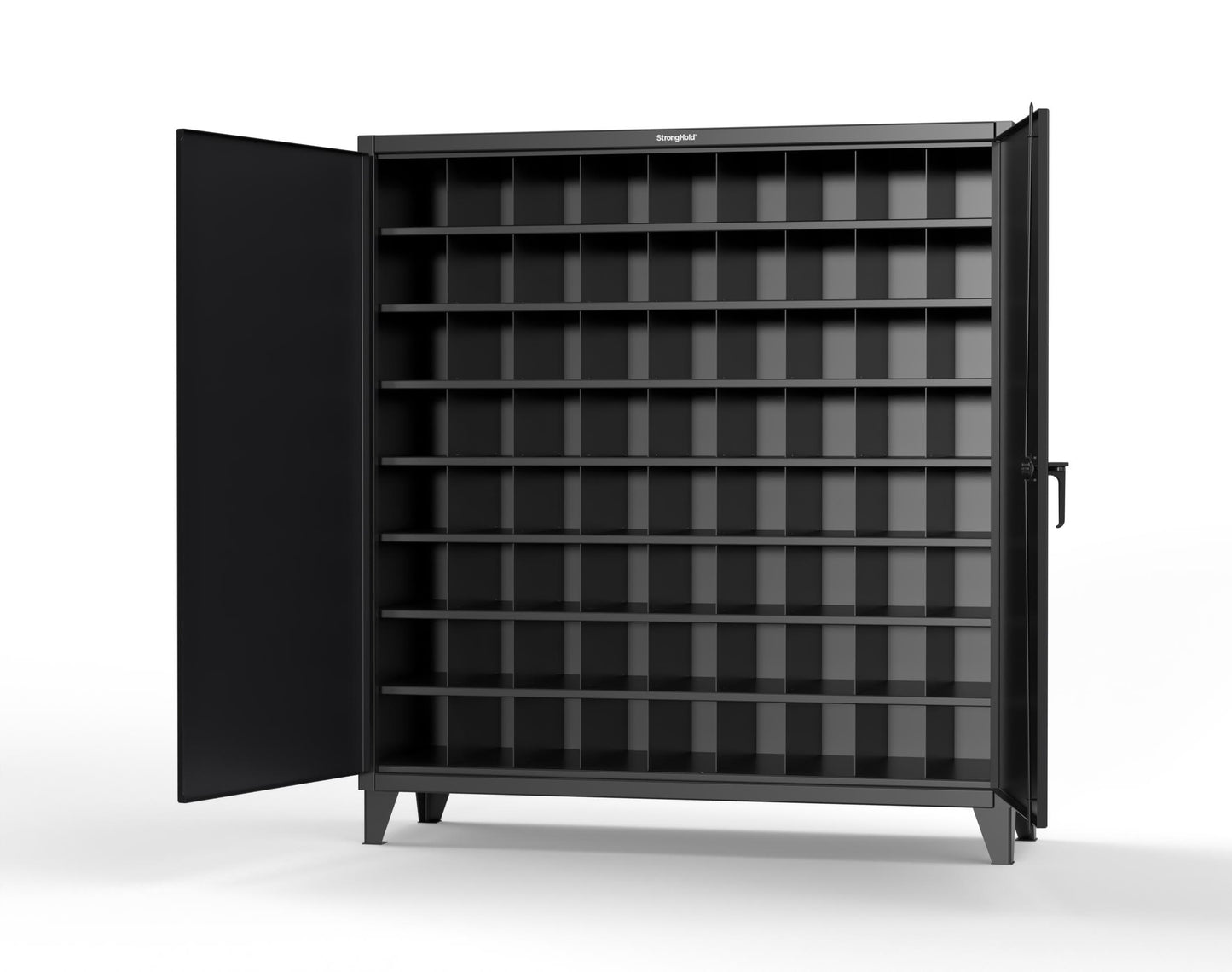 Extreme Duty 12 GA Cabinet with 72 Pigeonholes - 72 in. W x 24 in. D x 78 in. H - 66-247-72OP-9005