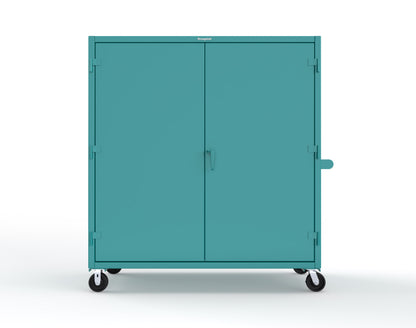 Extreme Duty 12 GA Mobile Rigging Cabinet with Welded Hooks, 3 Drawers, Hanger Rods - 72 in. W x 30 in. D x 80 in. H - 66-303-3DB-RODS-HKS-CA-5021