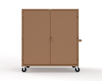 Extreme Duty 12 GA Mobile Rigging Cabinet with Welded Hooks, 3 Drawers, Hanger Rods - 72 in. W x 30 in. D x 80 in. H - 66-303-3DB-RODS-HKS-CA-8008