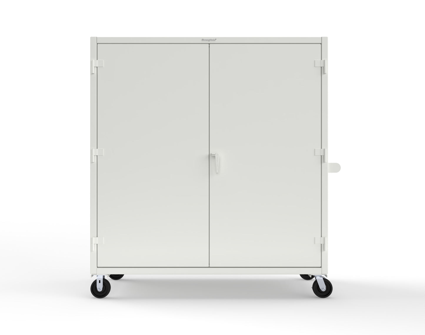 Extreme Duty 12 GA Mobile Rigging Cabinet with Welded Hooks, 3 Drawers, Hanger Rods - 72 in. W x 30 in. D x 80 in. H - 66-303-3DB-RODS-HKS-CA-9003