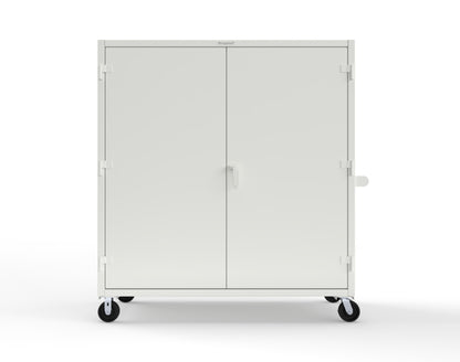 Extreme Duty 12 GA Mobile Rigging Cabinet with Welded Hooks, 3 Drawers, Hanger Rods - 72 in. W x 30 in. D x 80 in. H - 66-303-3DB-RODS-HKS-CA-9003