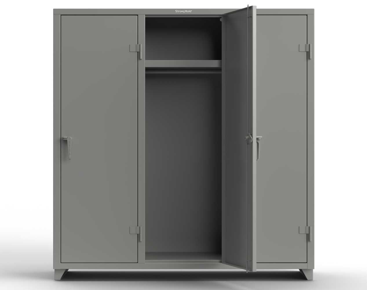 Extra Heavy Duty 14 GA Single-Tier Locker with Shelf and Hanger Rod, 3 Compartments - 72in. W x 24 in. D x 75 in. H