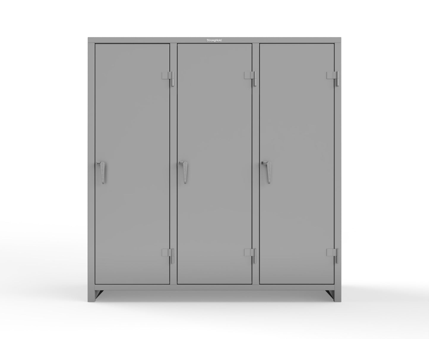 Extra Heavy Duty 14 GA Single-Tier Locker with Shelf and Hanger Rod, 3 Compartments - 72in. W x 24 in. D x 75 in. H - 66-3D-24-1T-L-7037