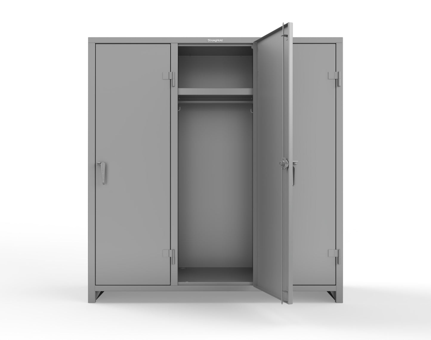 Extra Heavy Duty 14 GA Single-Tier Locker with Shelf and Hanger Rod, 3 Compartments - 72in. W x 24 in. D x 75 in. H - 66-3D-24-1T-L-7037