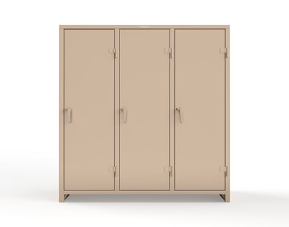 Extra Heavy Duty 14 GA Single-Tier Locker with Shelf and Hanger Rod, 3 Compartments - 72in. W x 24 in. D x 75 in. H - 66-3D-24-1T-L-1019