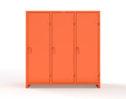 Extra Heavy Duty 14 GA Single-Tier Locker with Shelf and Hanger Rod, 3 Compartments - 72in. W x 24 in. D x 75 in. H - 66-3D-24-1T-L-2004