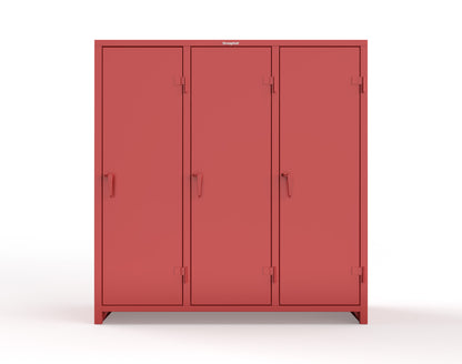 Extra Heavy Duty 14 GA Single-Tier Locker with Shelf and Hanger Rod, 3 Compartments - 72in. W x 24 in. D x 75 in. H - 66-3D-24-1T-L-3001