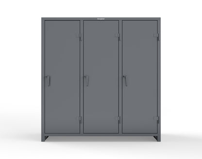 Extra Heavy Duty 14 GA Single-Tier Locker with Shelf and Hanger Rod, 3 Compartments - 72in. W x 24 in. D x 75 in. H - 66-3D-24-1T-L-7024