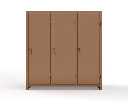 Extra Heavy Duty 14 GA Single-Tier Locker with Shelf and Hanger Rod, 3 Compartments - 72in. W x 24 in. D x 75 in. H - 66-3D-24-1T-L-8025