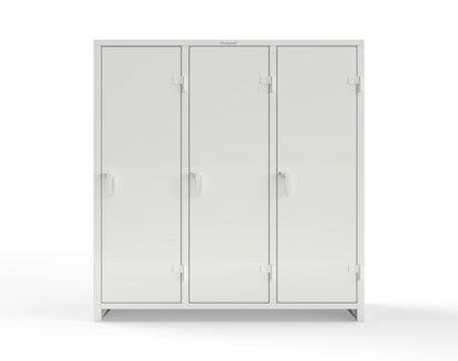 Extra Heavy Duty 14 GA Single-Tier Locker with Shelf and Hanger Rod, 3 Compartments - 72in. W x 24 in. D x 75 in. H - 66-3D-24-1T-L-9003