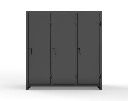 Extra Heavy Duty 14 GA Single-Tier Locker with Shelf and Hanger Rod, 3 Compartments - 72in. W x 24 in. D x 75 in. H - 66-3D-24-1T-L-9005