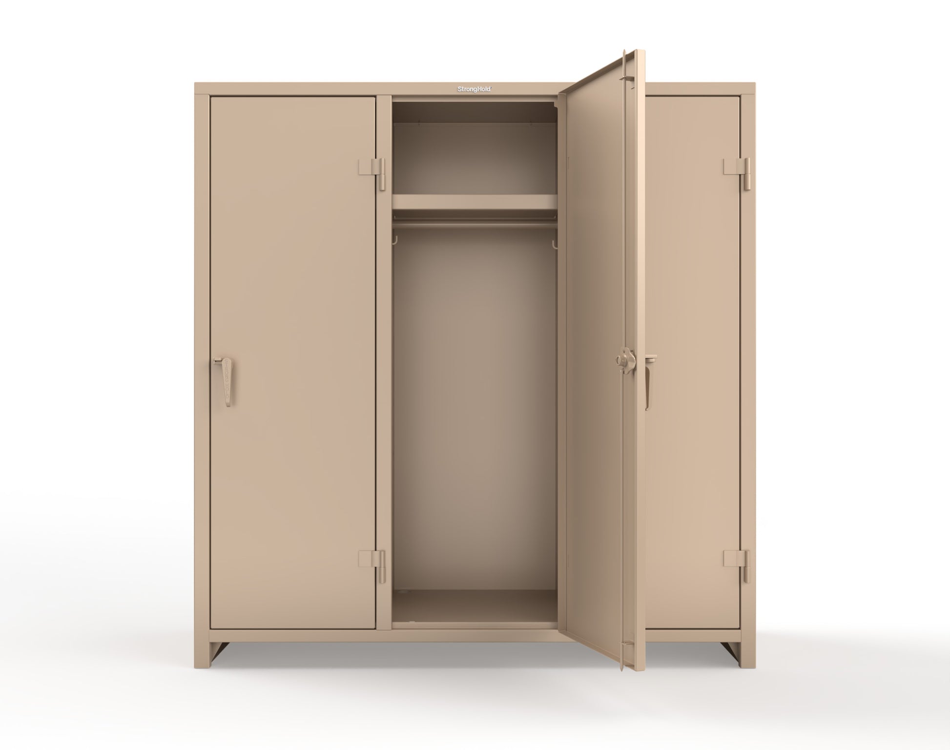 Extra Heavy Duty 14 GA Single-Tier Locker with Shelf and Hanger Rod, 3 Compartments - 72in. W x 24 in. D x 75 in. H - 66-3D-24-1T-L-1019