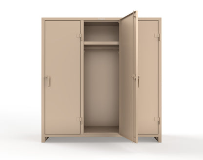 Extra Heavy Duty 14 GA Single-Tier Locker with Shelf and Hanger Rod, 3 Compartments - 72in. W x 24 in. D x 75 in. H - 66-3D-24-1T-L-1019