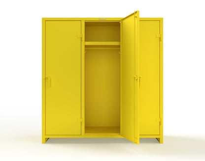 Extra Heavy Duty 14 GA Single-Tier Locker with Shelf and Hanger Rod, 3 Compartments - 72in. W x 24 in. D x 75 in. H - 66-3D-24-1T-L-1023